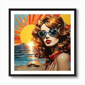 Pop Art graffiti Seaside sun Art Print