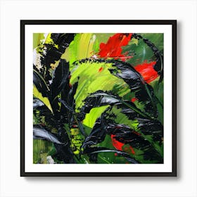 Abstract Of Black And Red Leaves Art Print