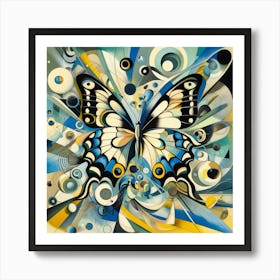 Cubism Butterfly Modern Art v2 Art Print