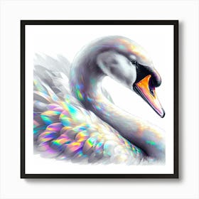 Swan Head Translucent Color Drawing - Wild Bird Artwork 174 Art Print