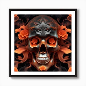 Skull With Flowers Art Print