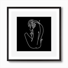 Naked Woman Line Drawing Art Print