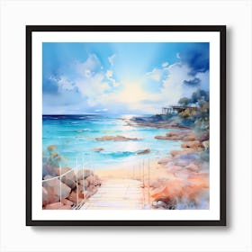 AI Cerulean Tranquility: Harmonizing Nature and Art Art Print