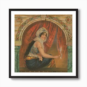 Woman In The Window Smoking Art Print