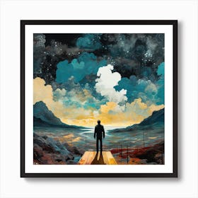 Man Standing On A Bridge Art Print