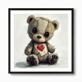 Teddy Bear With Heart 16 Art Print