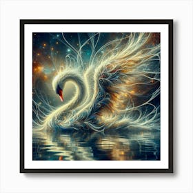 White Swan Water Bird Art Print