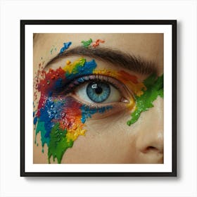 Portrait Of A Young Woman With Colorful Paint Art Print