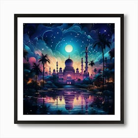 Islamic Mosque At Night 3 Art Print