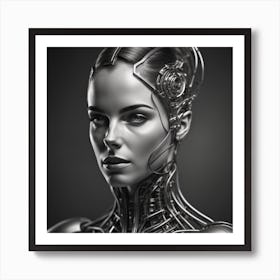 Cyborg Woman face on Created by using Imagine AI Art Art Print