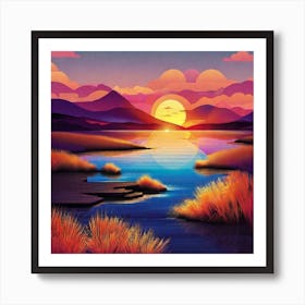 Sunset In The Mountains 113 Art Print