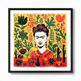 Frida Kahlo Lino Print Poster