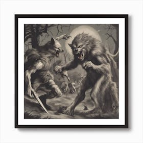 Werewolf Battle Art Print