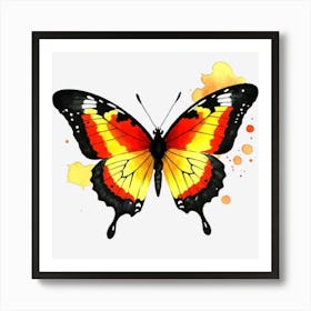 Butterfly On Black Background 3 Art Print