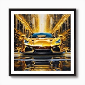 Golden Ferrari Art Print