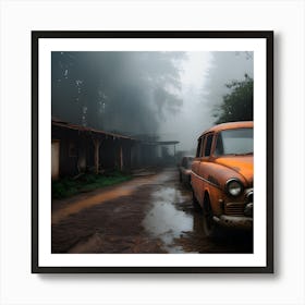 Old Car In The Fog 8 Art Print