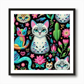 Mexican Cats Art Print