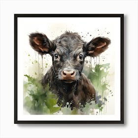 Rustic Charm Watercolor Cow Art Print