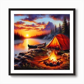 Sunset Campfire Art Print