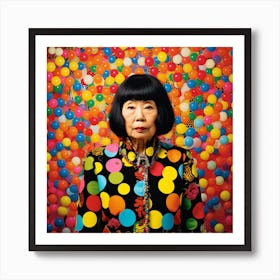 Asian Woman With Balloons Art Print