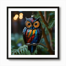 Stained Glass Owl Art Print