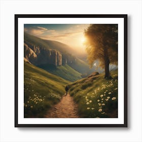 Man Walking In The Mountains Art Print