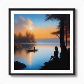 Sunset At The Lake Art Print