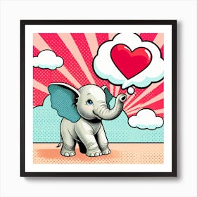 Tiny Elephant and a Heart, pop art 3 Art Print