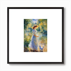 Girl And Her Dog Art Print