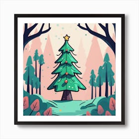 Christmas Tree In The Forest 106 Art Print