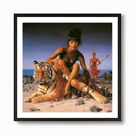 Tiger And Woman Art Print