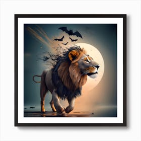 Lion With Bats Art Print