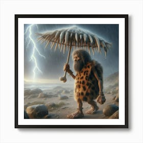 Caveman in the rain 4 Art Print