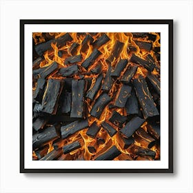 Fire Burning Logs Art Print