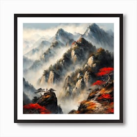 Chinese Mountains Landscape Painting (121) Art Print