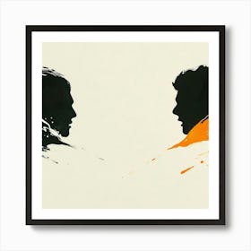 Silhouette Of Two Men Art Print