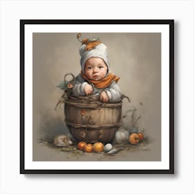 Baby In A Bucket Art Print