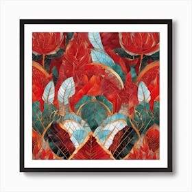 Red Hibiscus abstract Art Print