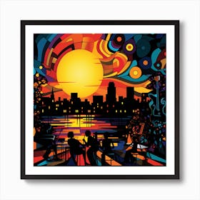 Jazz Band At Sunset Art Print