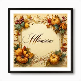 An Elaborate Display Of Calligraphy Gracefully Forming Happy Thanksgiving Greetings Swirling Wit (4) 1 Art Print