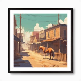 Western Town In Texas With Horses No People Golden Ratio Fake Detail Trending Pixiv Fanbox Acry (1) Art Print