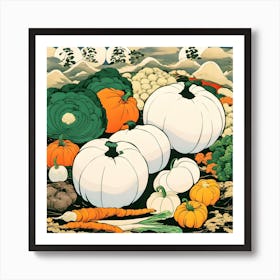 Pumpkins In The Garden Art Print