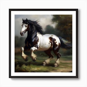 Charge Of The Skewbald Cob Horse Art Print