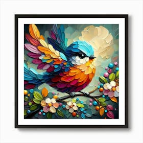 Vibrant Colorful Bird Wall Art: Stunning Avian Painting for Home Decor Art Print