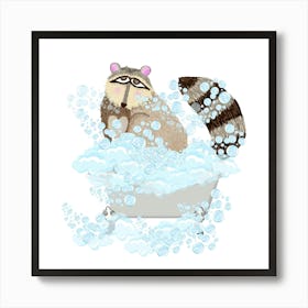 Racoon in the tub Art Print