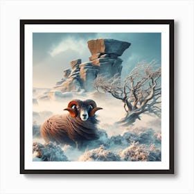 Sheep In The Snow Art Print