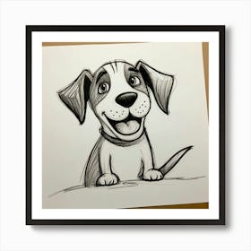 Cute Dog Drawing Art Print