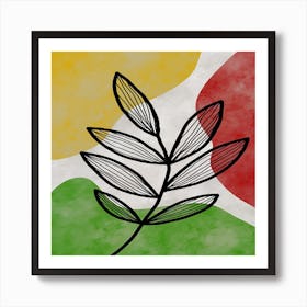 Leaf On A Colorful Background Art Print