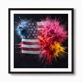 American Flag With Colored Powder Art Print