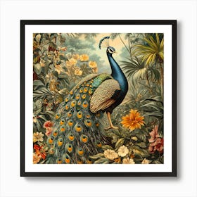 Peacock In The Jungle 1 Art Print